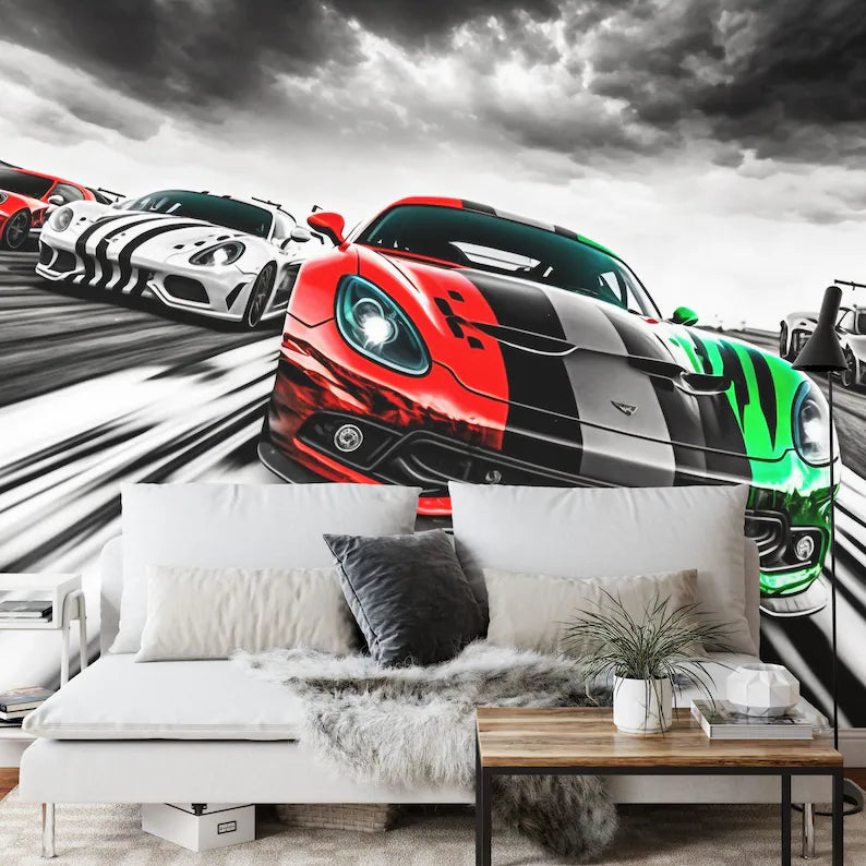 Racing Car Wallpaper Mural Motorsports Wall Art
