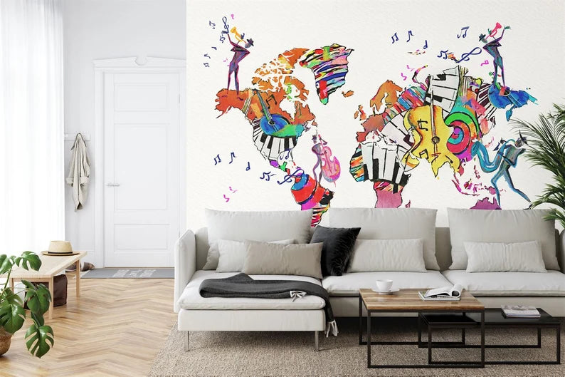 Wallpaper, Watercolor Music World Map