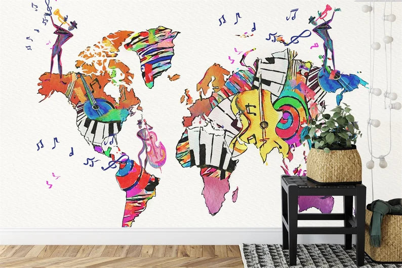Wallpaper, Watercolor Music World Map
