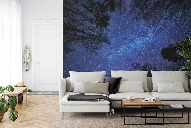 Night Sky Milky Way Forest Wallpaper Mural
