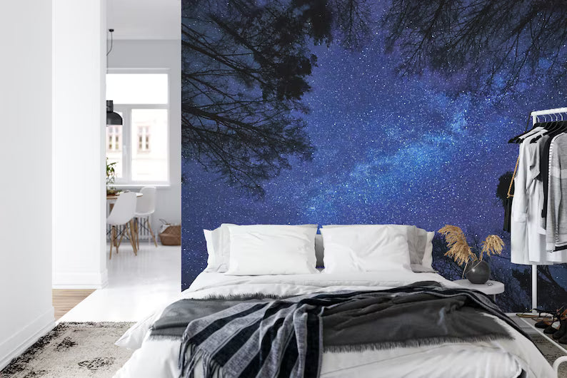Night Sky Milky Way Forest Wallpaper Mural