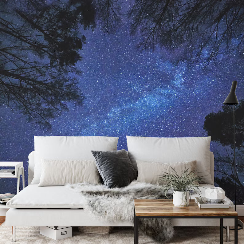 Night Sky Milky Way Forest Wallpaper Mural