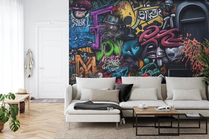 Graffiti Street Art Wallpaper Mural, Abstract Pop Art