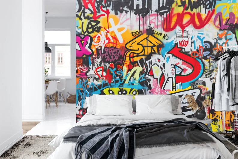 Graffiti Street Wallpaper Mural, Urban Abstract Art
