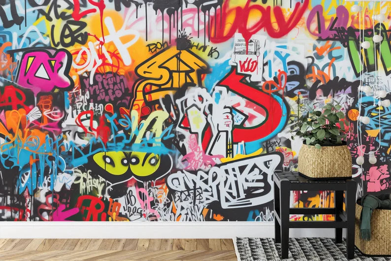 Graffiti Street Wallpaper Mural, Urban Abstract Art