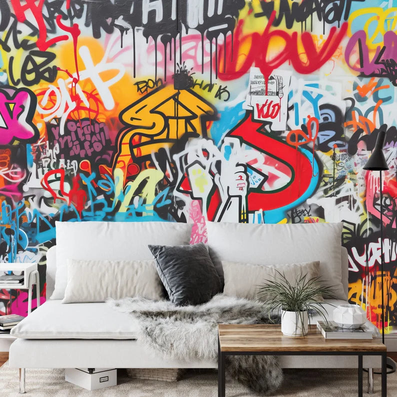 Graffiti Street Wallpaper Mural, Urban Abstract Art