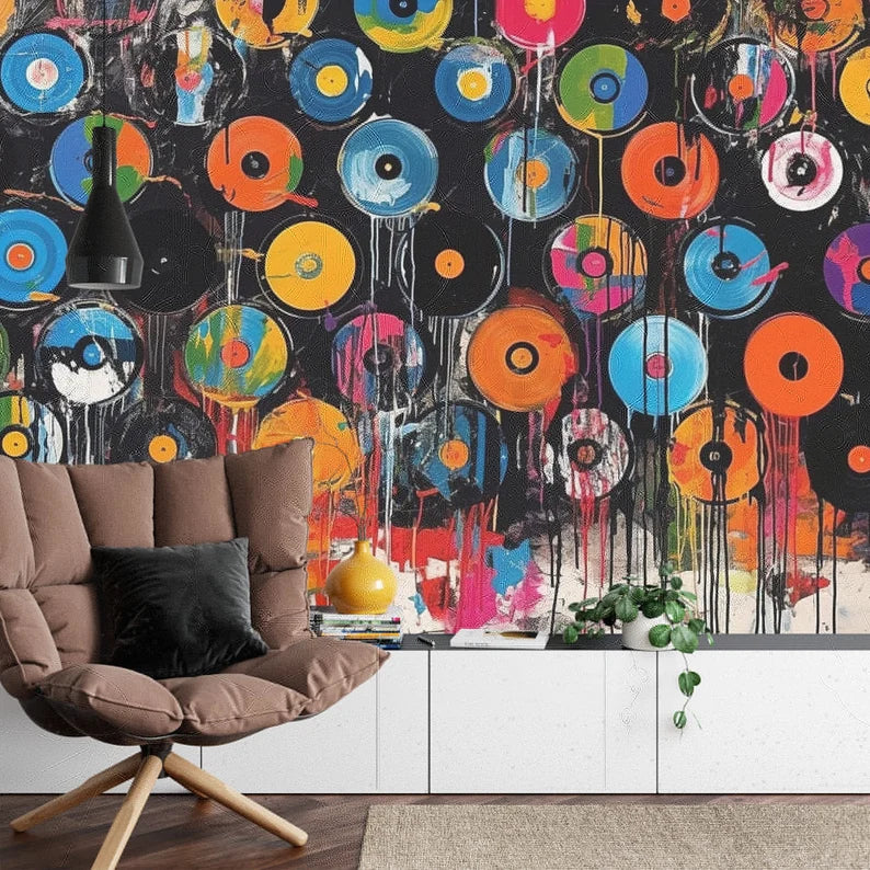 Wallpaper, Grunge Vinyl Records , Generative AI Pop Art