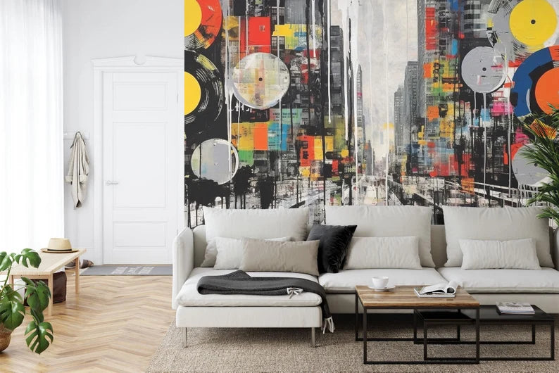 Grunge Vinyl Records Pop Art Wall Mural Art Print