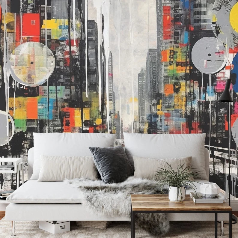 Grunge Vinyl Records Pop Art Wall Mural Art Print