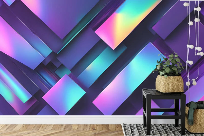 Abstract 3D Holographic Wall Mural, Peel and Stick Wallpaper