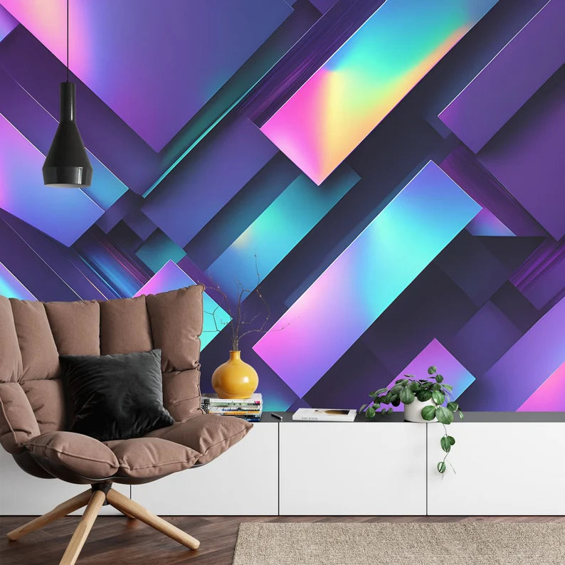 Abstract 3D Holographic Wall Mural, Peel and Stick Wallpaper