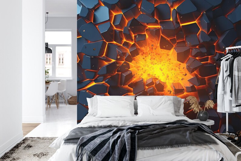 3D Abstract Explosion Wall Mural, Peel and Stick Wallpaper