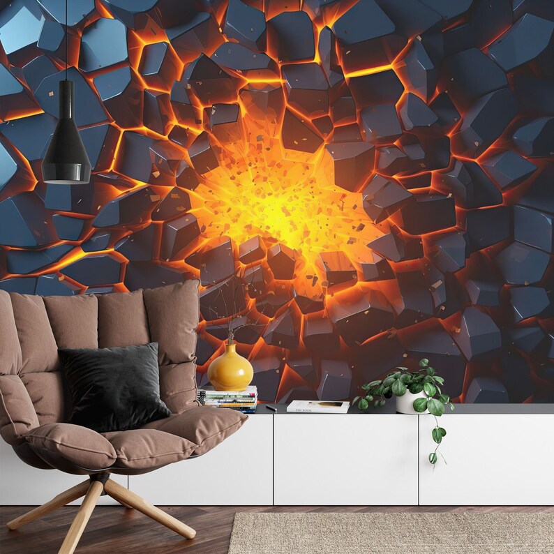 3D Abstract Explosion Wall Mural, Peel and Stick Wallpaper
