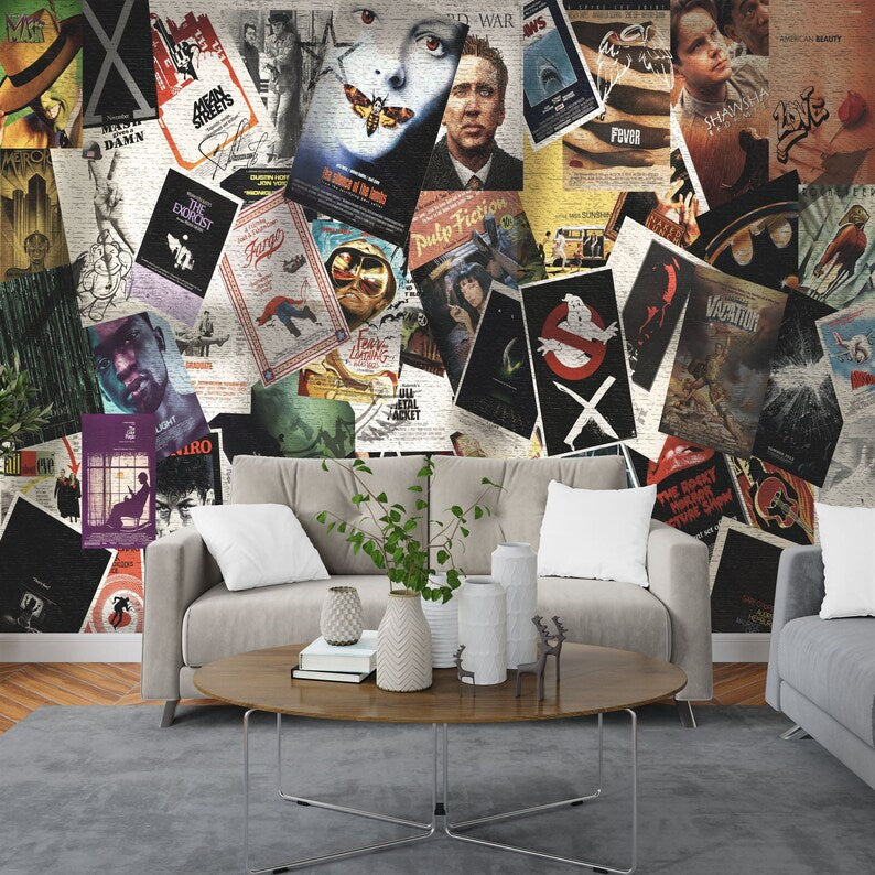 Movie Poster Collage Wallpaper Mural Art Print