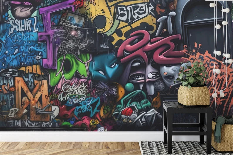 Graffiti Street Art Wallpaper Mural, Abstract Pop Art