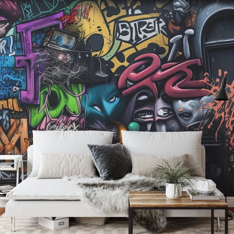 Graffiti Street Art Wallpaper Mural, Abstract Pop Art