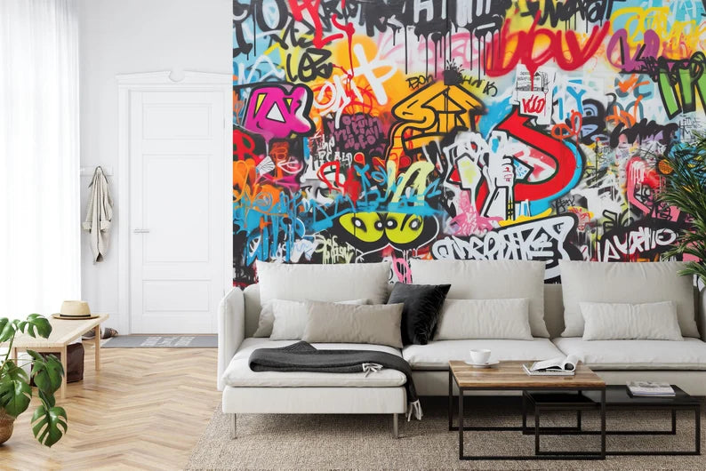 Graffiti Street Wallpaper Mural, Urban Abstract Art