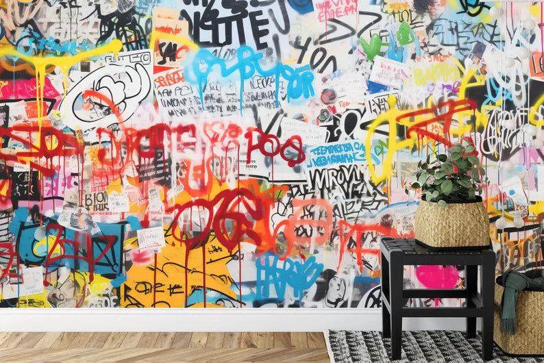 Graffiti Street Wallpaper Mural, Urban Abstract