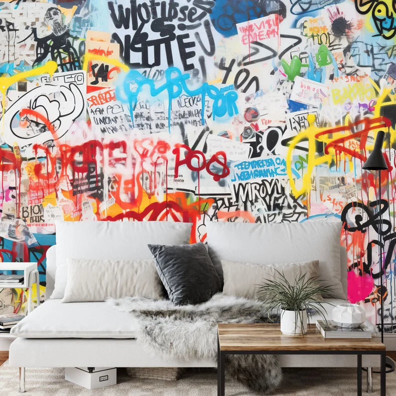 Graffiti Street Wallpaper Mural, Urban Abstract