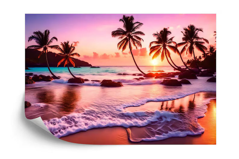 Tropical Sunset Beach Wallpaper Mural