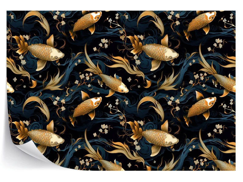 Golden Koi Fish Wallpaper Mural Art Print