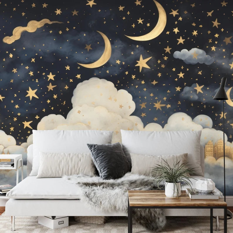 panoramic wall mural wallpaper presenting the complete artwork layout designed for large interior wall spaces wall decor wa