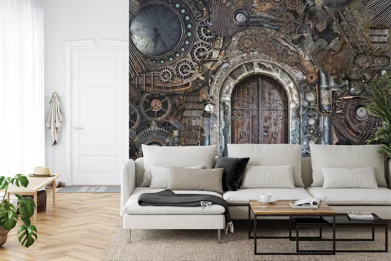 Steampunk Door Wallpaper Mural Wall Decal