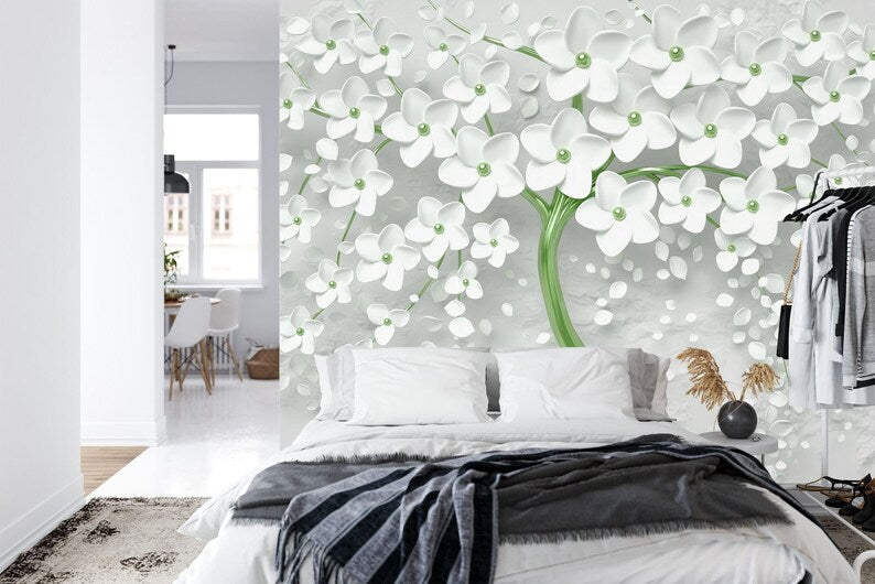 3D Floral Tree Wall Mural Art Print