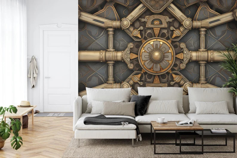 Steampunk Mechanical Wallpaper Mural