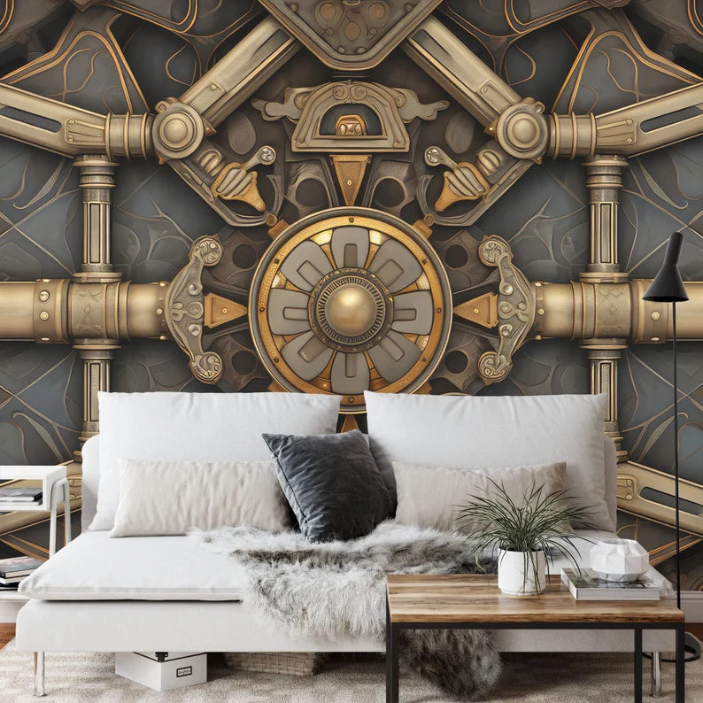 Steampunk Mechanical Wallpaper Mural