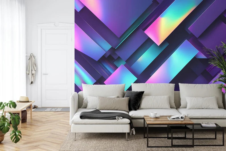 Abstract 3D Holographic Wall Mural, Peel and Stick Wallpaper