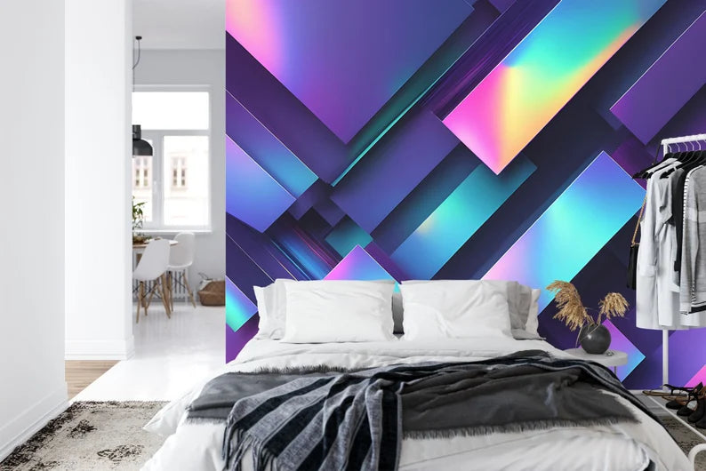 Abstract 3D Holographic Wall Mural, Peel and Stick Wallpaper