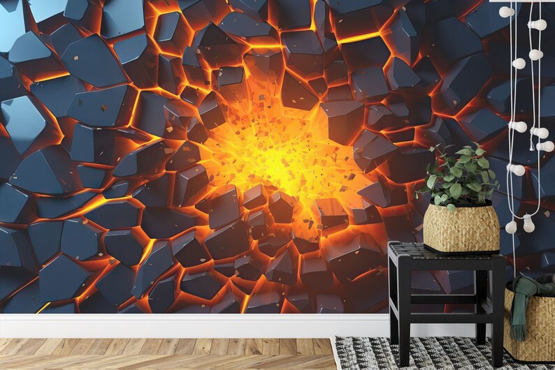 3D Abstract Explosion Wall Mural, Peel and Stick Wallpaper