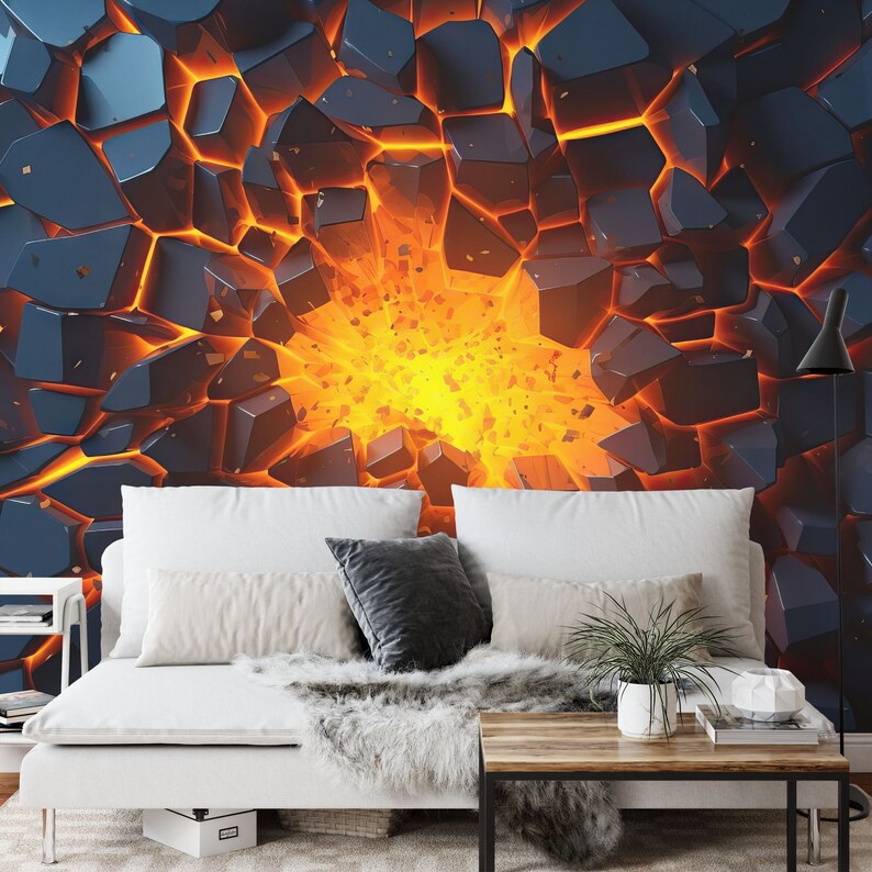 3D Abstract Explosion Wall Mural, Peel and Stick Wallpaper