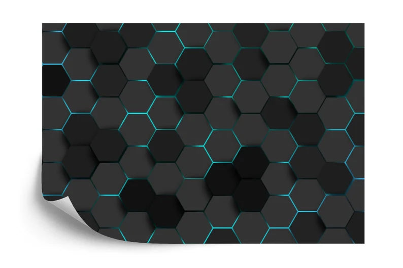 Wallpaper, Hexagonal Gaming Decor Wall Mural, Abstract Art Print
