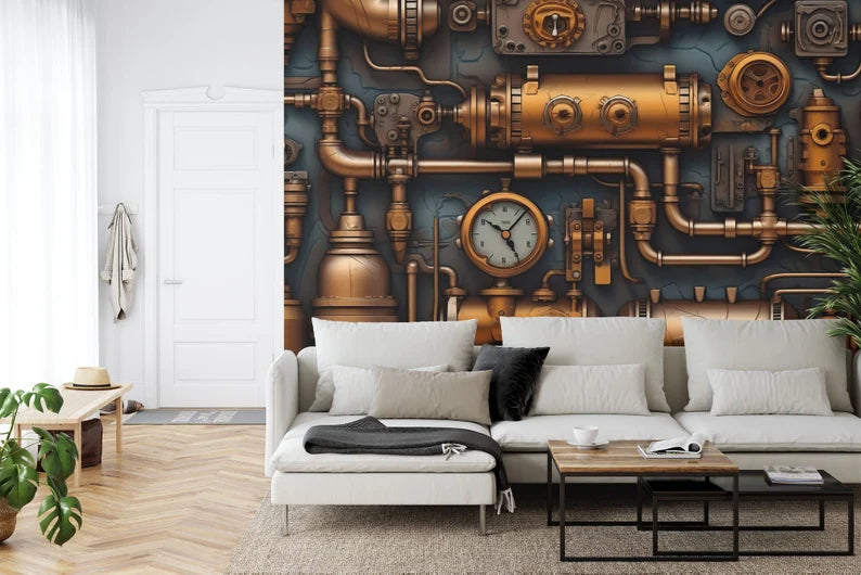 Steampunk Pipes Wallpaper Mural