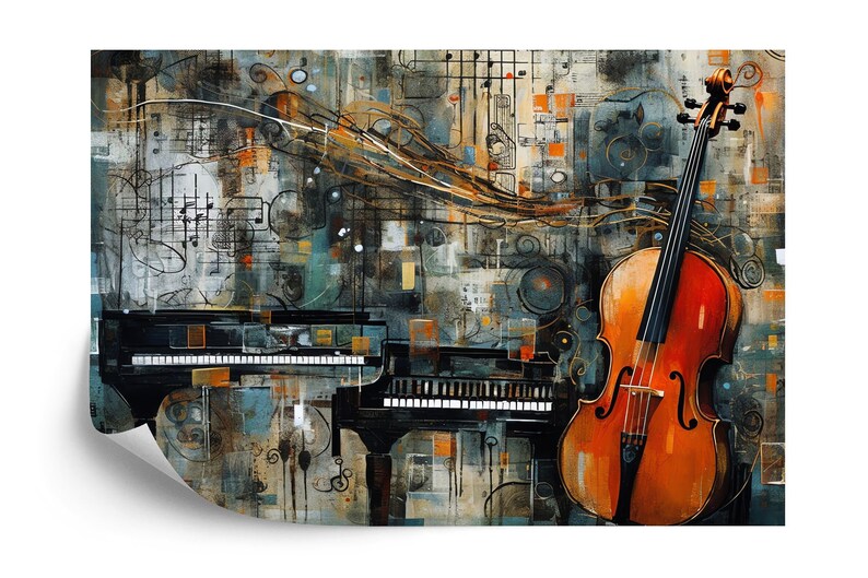 Musical Instruments Wallpaper Mural, AI Generated