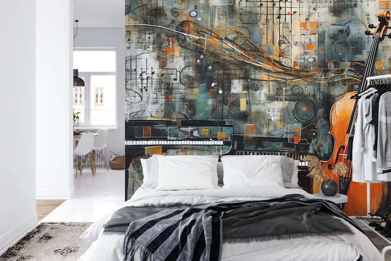 Musical Instruments Wallpaper Mural, AI Generated