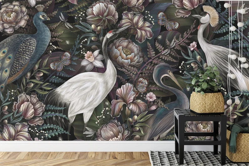 wallpaper mural close view focusing on illustration quality textures and visual depth for interior decoration wall decor wa