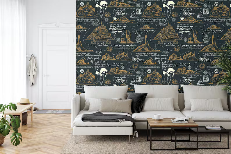Vintage Travel Map Wallpaper Mural Art Print