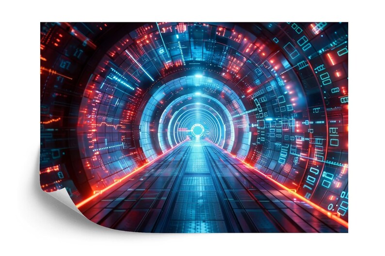 3D Computer Tunnel Wall Mural Kids Room Decor