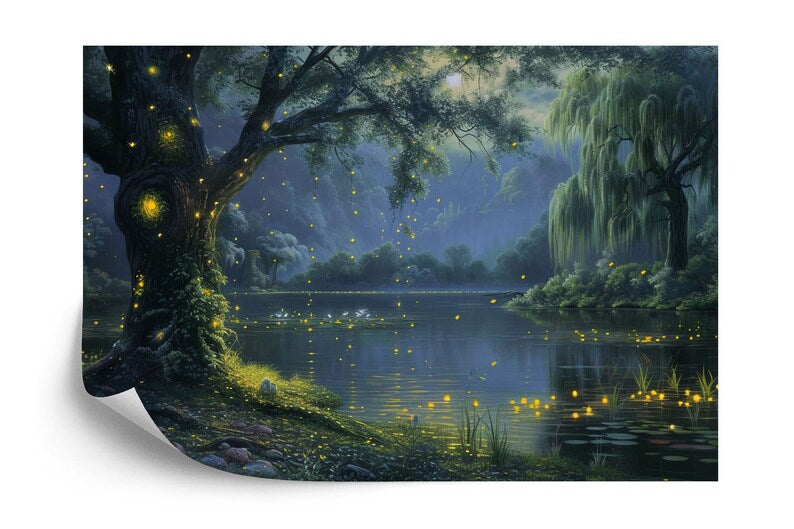 Mystical Forest Moon Wallpaper Mural, Peel and Stick Wall Decal
