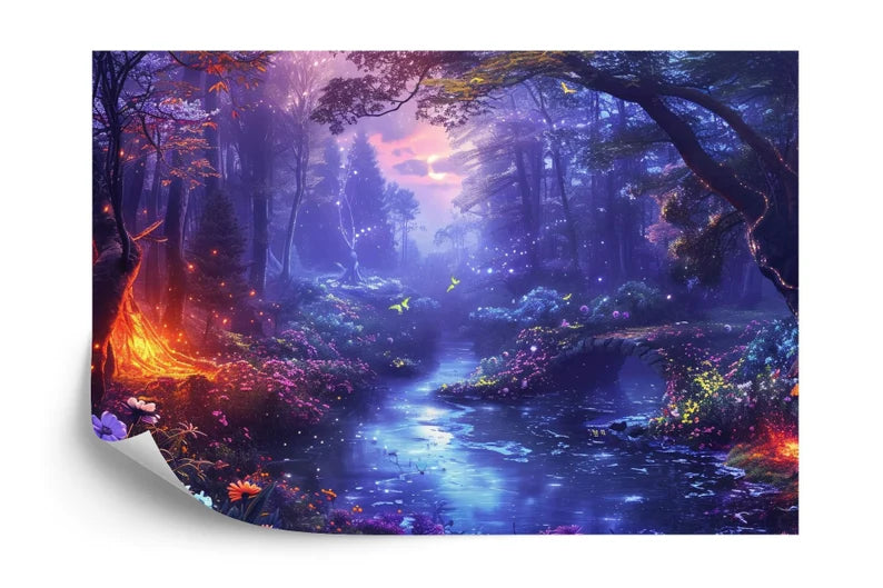 Magical Nighttime Forest Mural Wallpaper