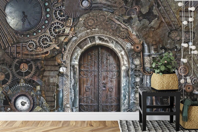Steampunk Door Wallpaper Mural Wall Decal
