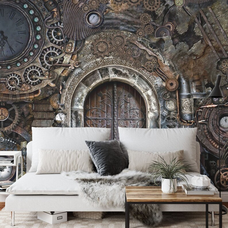 Steampunk Door Wallpaper Mural Wall Decal