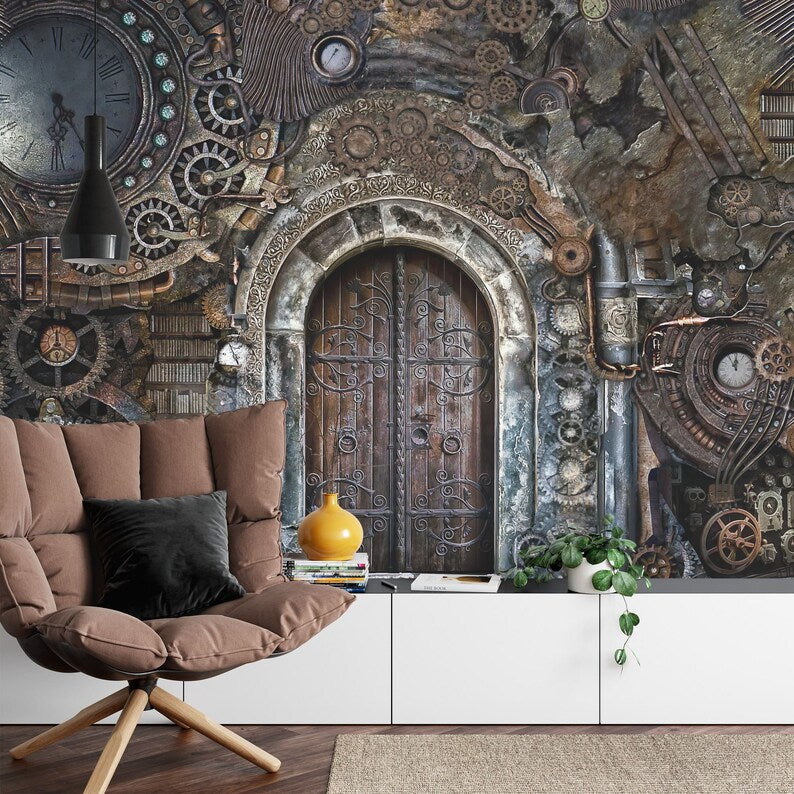 Steampunk Door Wallpaper Mural Wall Decal