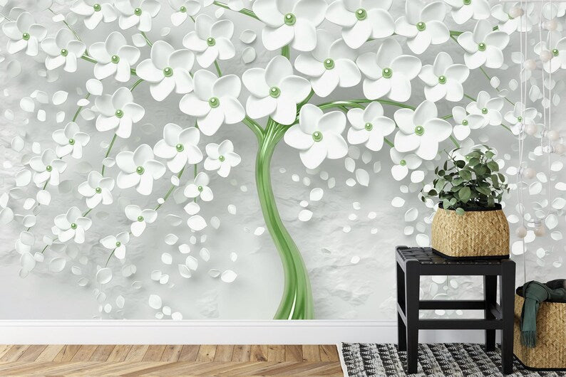 3D Floral Tree Wall Mural Art Print