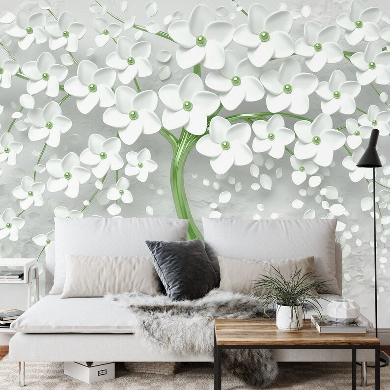 3D Floral Tree Wall Mural Art Print