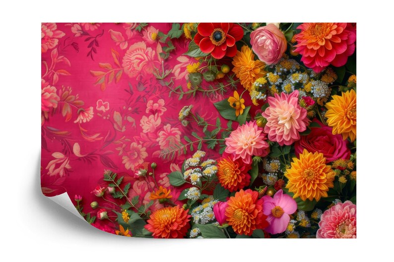 Pastel Floral Wallpaper Mural, Peonies Roses Art Print
