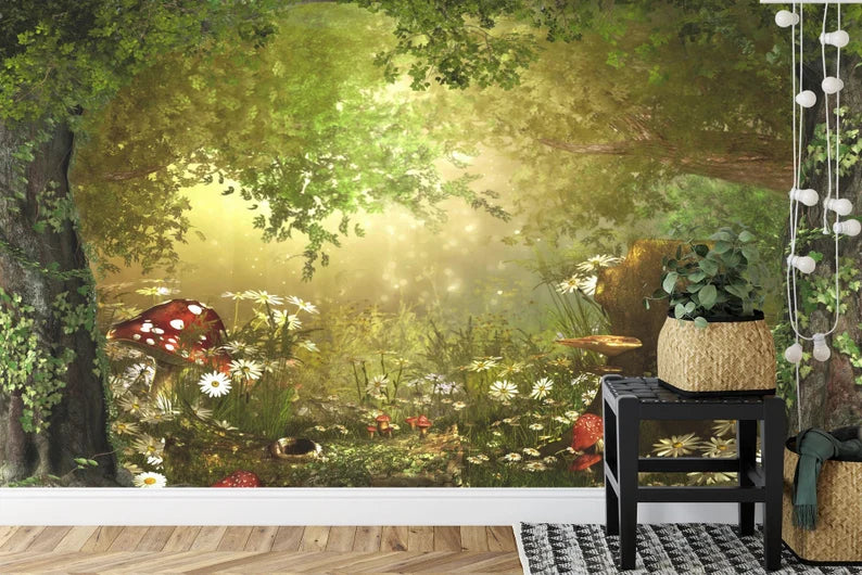 Fairy Forest Wallpaper Mural, Enchanting Woodland Nursery